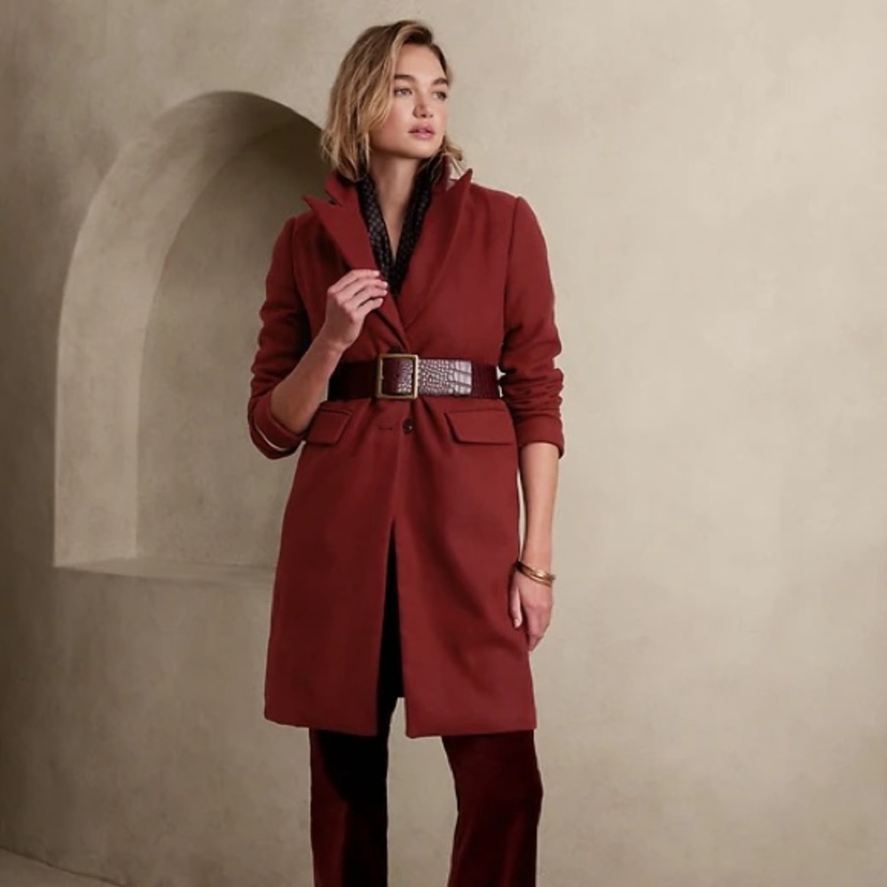 045. NWOT Banana Republic Spice Rum Double Coated Coat